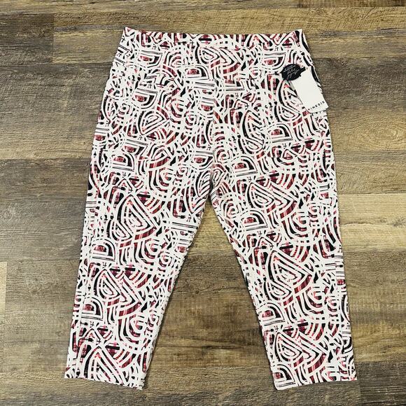 Kinesis Womens Multicolor Geometric Stretch High Rise Ankle Leggings Size 3X NWT - Picture 6 of 6